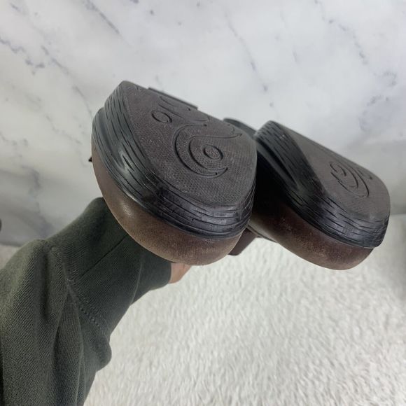 Sanita Womens Nyla Brown Leather Round Toe Wedge Heel Buckle Mary Jane Shoes 38 - Picture 9 of 16